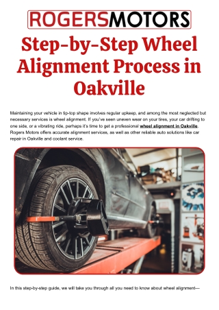 Step-by-Step Wheel Alignment Process in Oakville