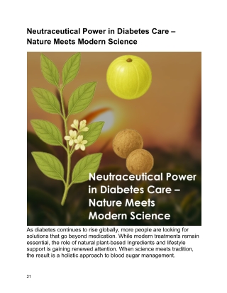 Neutraceutical Power in Diabetes care