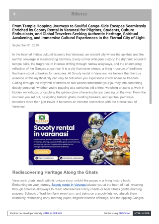 Redefine Travel Ease With Scooty rental in Varanasi