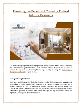 Unveiling the Benefits of Choosing Trained Interior Designers