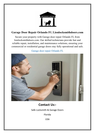 Garage Door Repair Orlando Fl | Lionlocksmithdoors.com