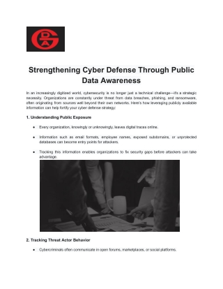 Strengthening Cyber Defense Through Public Data Awareness
