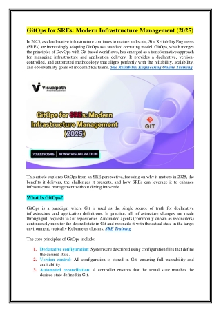 Best SRE Online Training Institute - SRE Course at visualpath