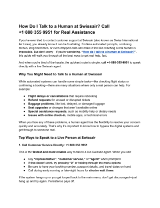 How Do I Talk to a Human at Swissair_ Call  1‑888‑355‑9951 for Real Assistance