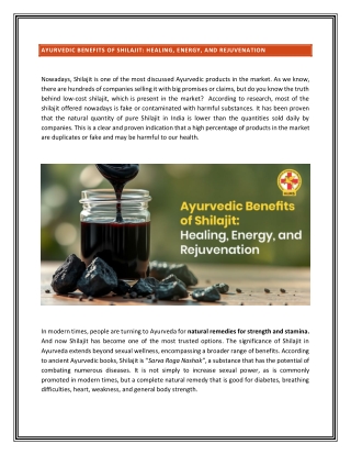 Ayurvedic Benefits of Shilajit_ Healing, Energy, and Rejuvenation