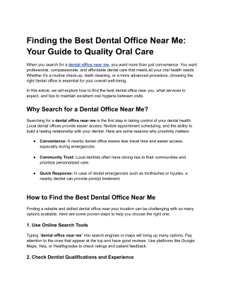 Finding the Best Dental Office Near Me