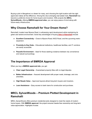 BMRDA-approved sites in Ramohalli