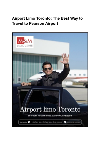 Airport Limo Toronto_ The Best Way to Travel to Pearson Airport