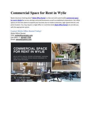 Commercial Space for Rent in Wylie