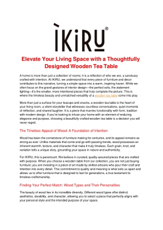 Elevate Your Living Space with a Thoughtfully Designed Wooden Tea Table