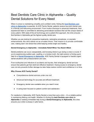 Best Dentists Care Clinic in Alpharetta – Quality Dental Solutions for Every Need