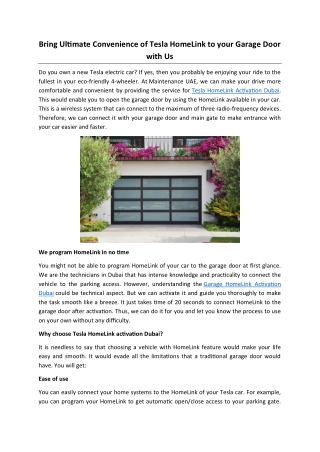Bring Ultimate Convenience of Tesla HomeLink to your Garage Door with Us