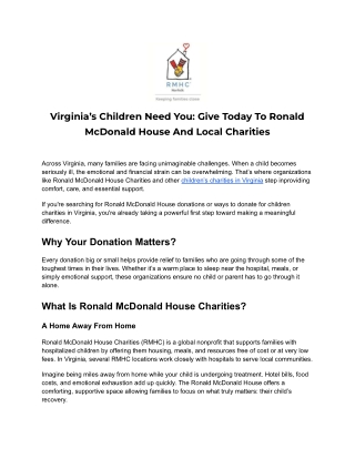 Virginia’s Children Need You_ Give Today To Ronald McDonald House And Local Charities