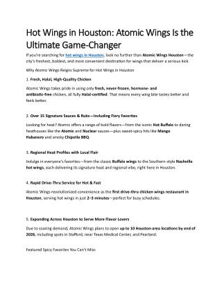 Hot Wings in Houston