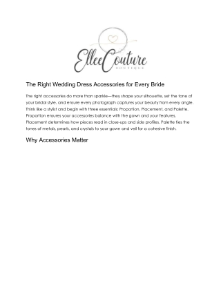 5 Wedding Dress Accessories You Can’t Miss – Ellee Couture Boutique