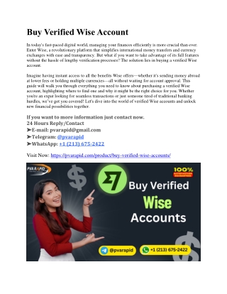 Buy Wise Account with KYC – Start Sending & Receiving Instantly