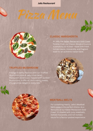 Jafa Pizza Menu