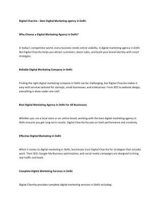 Digital Charcha – Best Digital Marketing agency in Delhi