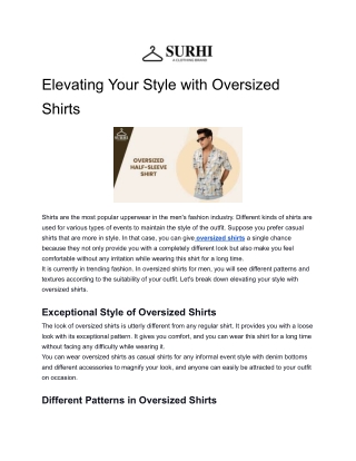 Elevating Your Style with Oversized Shirts