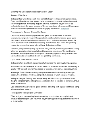 Checking out the Thrills with Slot Gacor