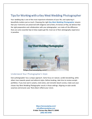 Tips for Working with a Key West Wedding Photographer