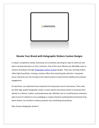 Elevate Your Brand with Holographic Stickers Custom Designs