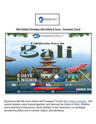 European Travel Exclusive Bali Holiday Packages