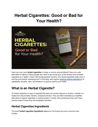 Herbal Cigarettes Good or Bad for Your Health