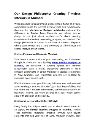 Top Residential Interiors Designer in Mumbai  Modern Homes