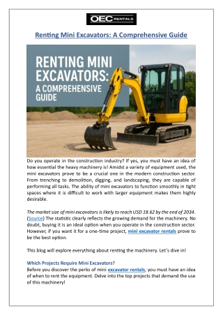 Renting Mini Excavators A Comprehensive Guide