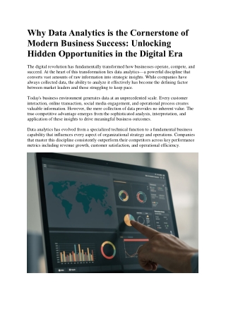 Why Data Analytics is the Cornerstone of Modern Business Success