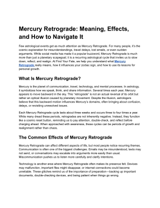 Mercury Retrograde: Meaning, Effects, and How to Navigate It