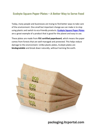 Ecobyte ITC Square Paper Plates 4" | Compostable, Biodegradable & Germ-Free