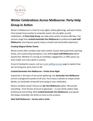 Winter Celebrations Across Melbourne