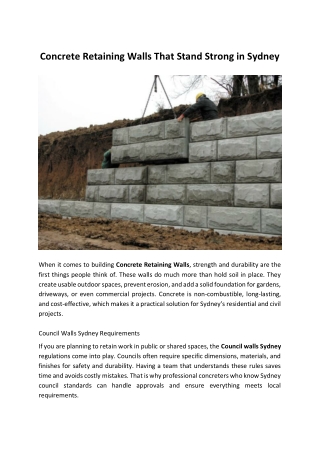 Concrete Retaining Walls That Stand Strong in Sydney