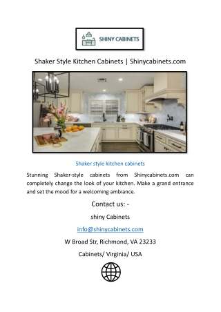 Shaker Style Kitchen Cabinets | Shinycabinets.com