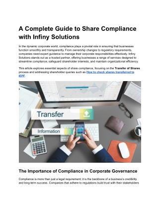 A Complete Guide to Share Compliance with Infiny Solutions