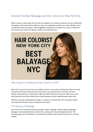 Discover the Best Balayage and Hair Colorists in New York City
