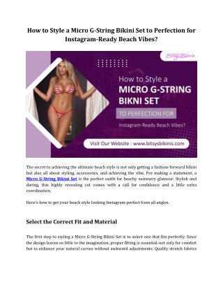 How to Style a Micro G-String Bikini Set to Perfection for Instagram-Ready Beach Vibes