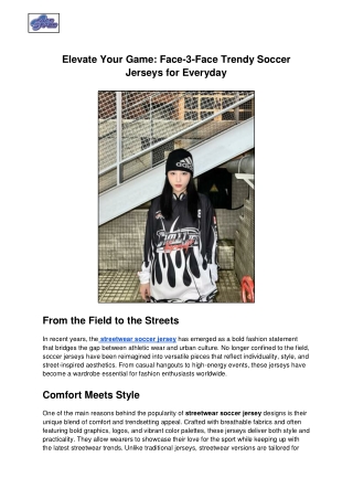 Elevate Your Game: Face-3-Face Trendy Soccer Jerseys for Everyday