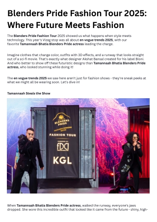 Blenders Pride Fashion Tour 2025 Where Future Meets Fashion