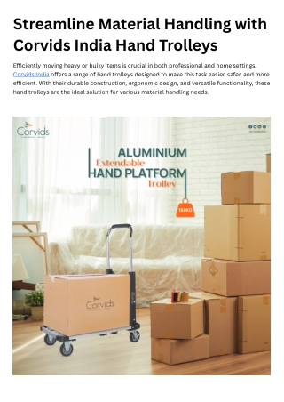 Buy Durable Hand Trolley Online | Corvids India