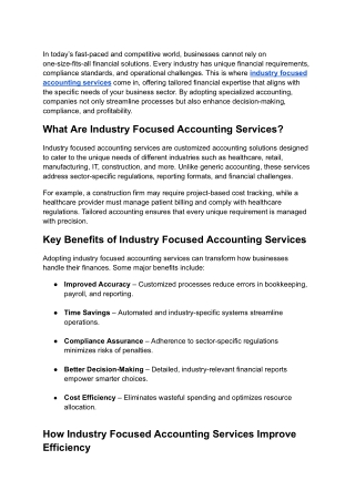 How Industry Focused Accounting Services Drive Business Efficiency