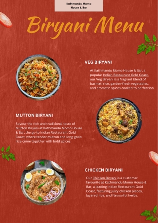 Biryani Menu