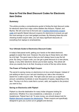 How to Find the Best Discount Codes for Electronic item Online