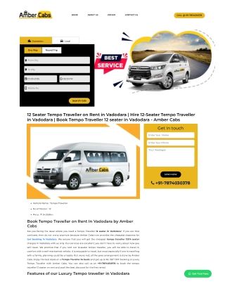 12 seater Tempo Traveller in Vadodara - Amber Cabs