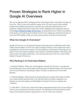 Proven Strategies to Rank Higher in Google AI Overviews