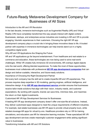 Metaverse Development Company