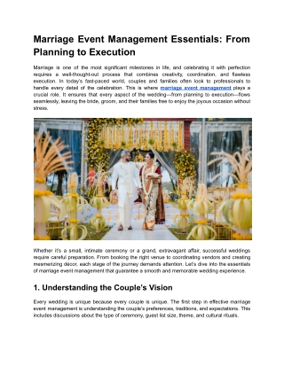 Marriage Event Management Essentials_ From Planning to Execution