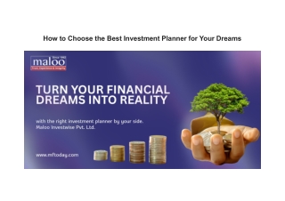 How to Choose the Best Investment Planner for Your Dreams